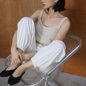 Cream Knit Cropped Tank